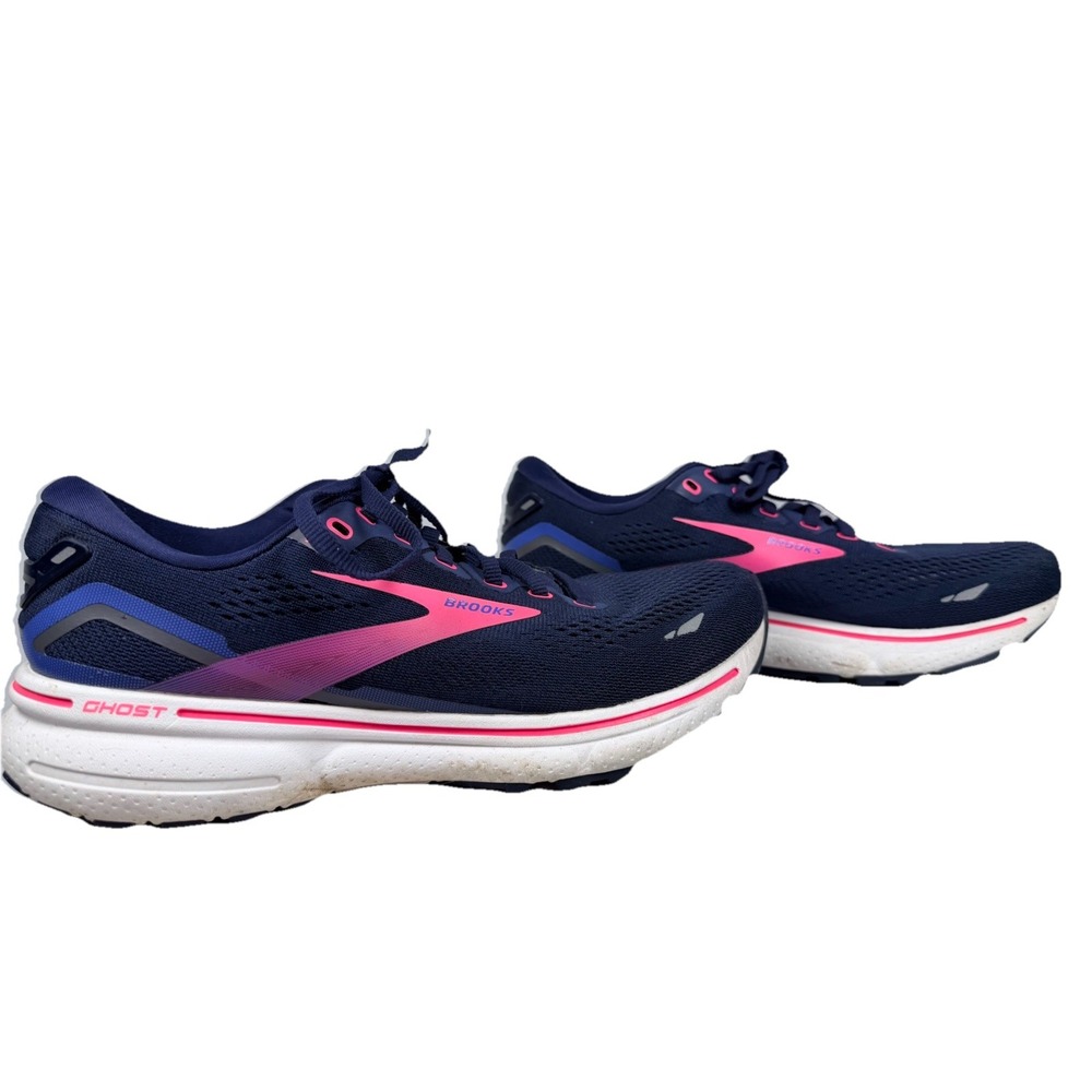 Brooks Ghost 15 Womens‎ 8 Navy Blue Pink Neutral Running Shoes Cushioned Road
